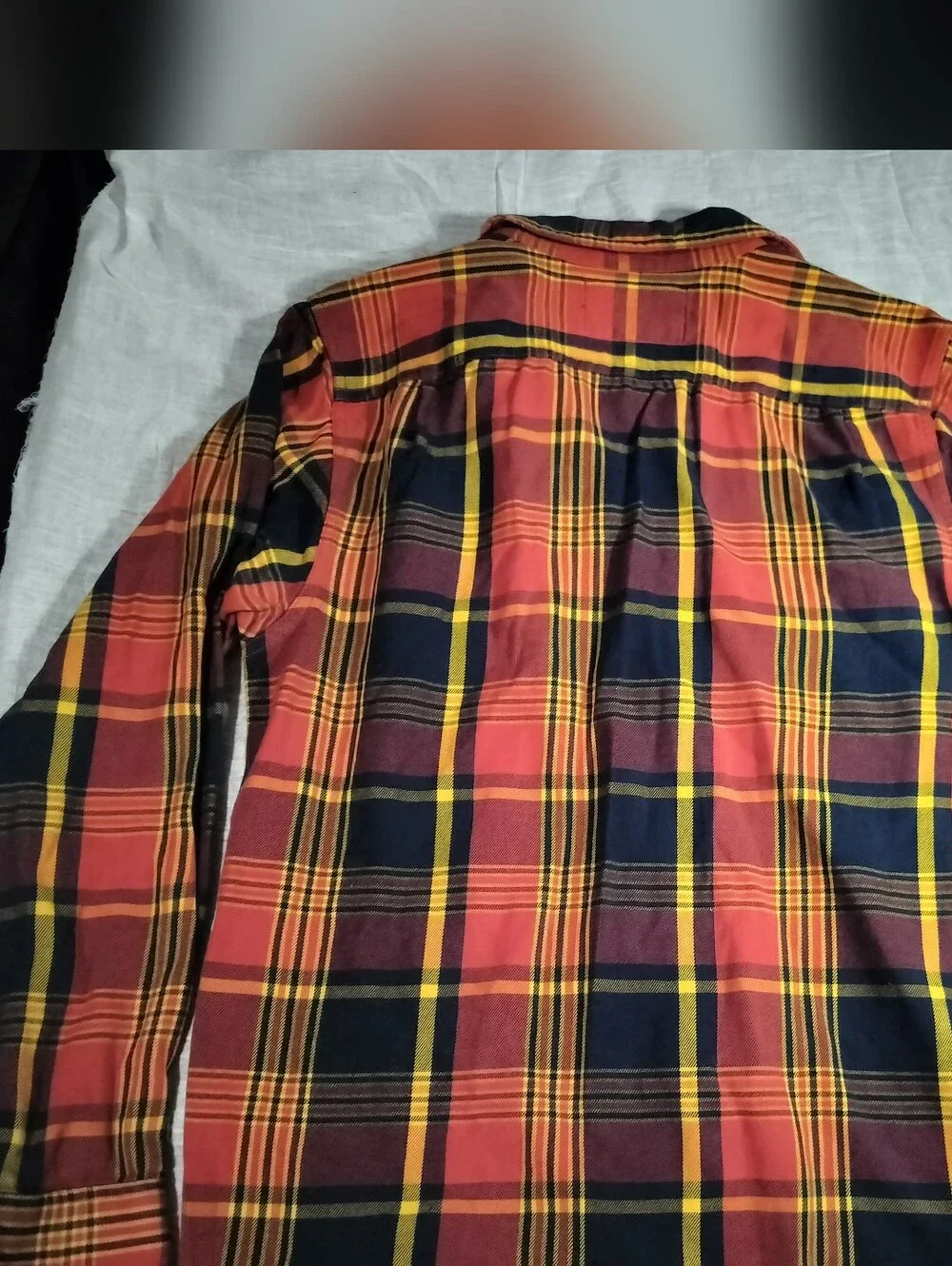 The North Face 100% Cotton Red, Yellow & Navy Plaid Button-Up Shirt - Medium